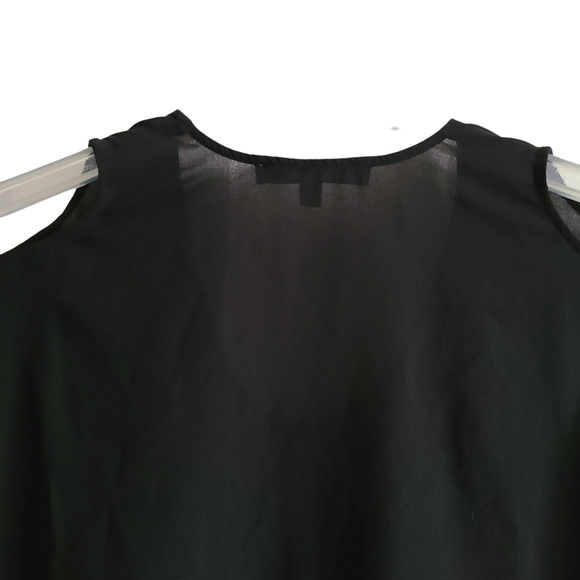 LOVERS + FRIENDS Black Bell Sleeve Cold Shoulder Top Blouse Scoop Neck Large - Picture 6 of 12